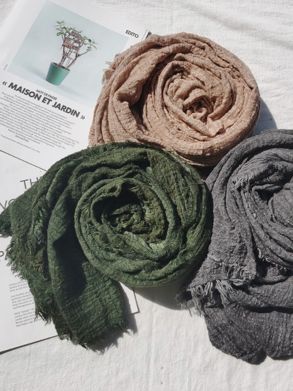 Vintage Faded Fray Hem Scarf