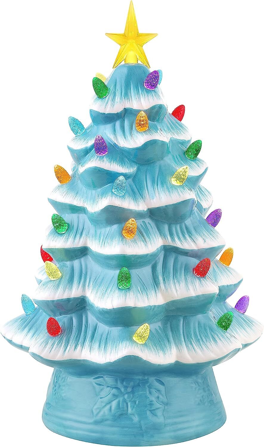 Mr. Christmas Nostalgic Ceramic Christmas Tree with LED Lights Indoor Decoration, 24 Inches, Pink