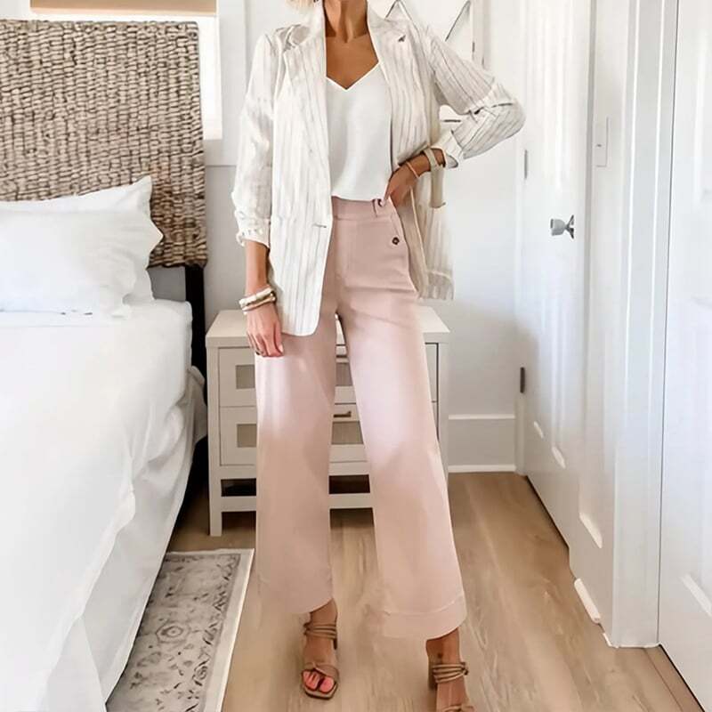 Stretch Twill Cropped Wide Leg Pants (BUY 4 FREE SHIPPING)