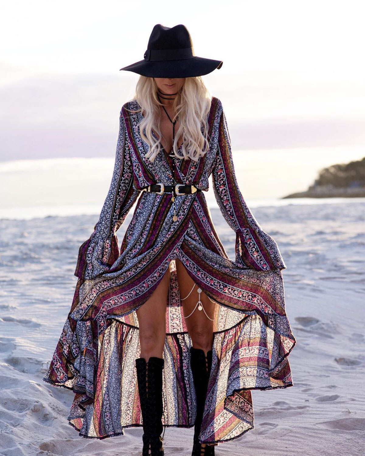 Bohemian Vacation Printed Dress  e152