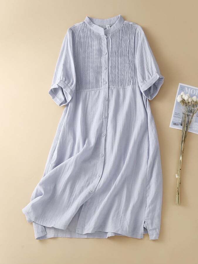 Artistic Retro Cotton Linen Pleated Dress