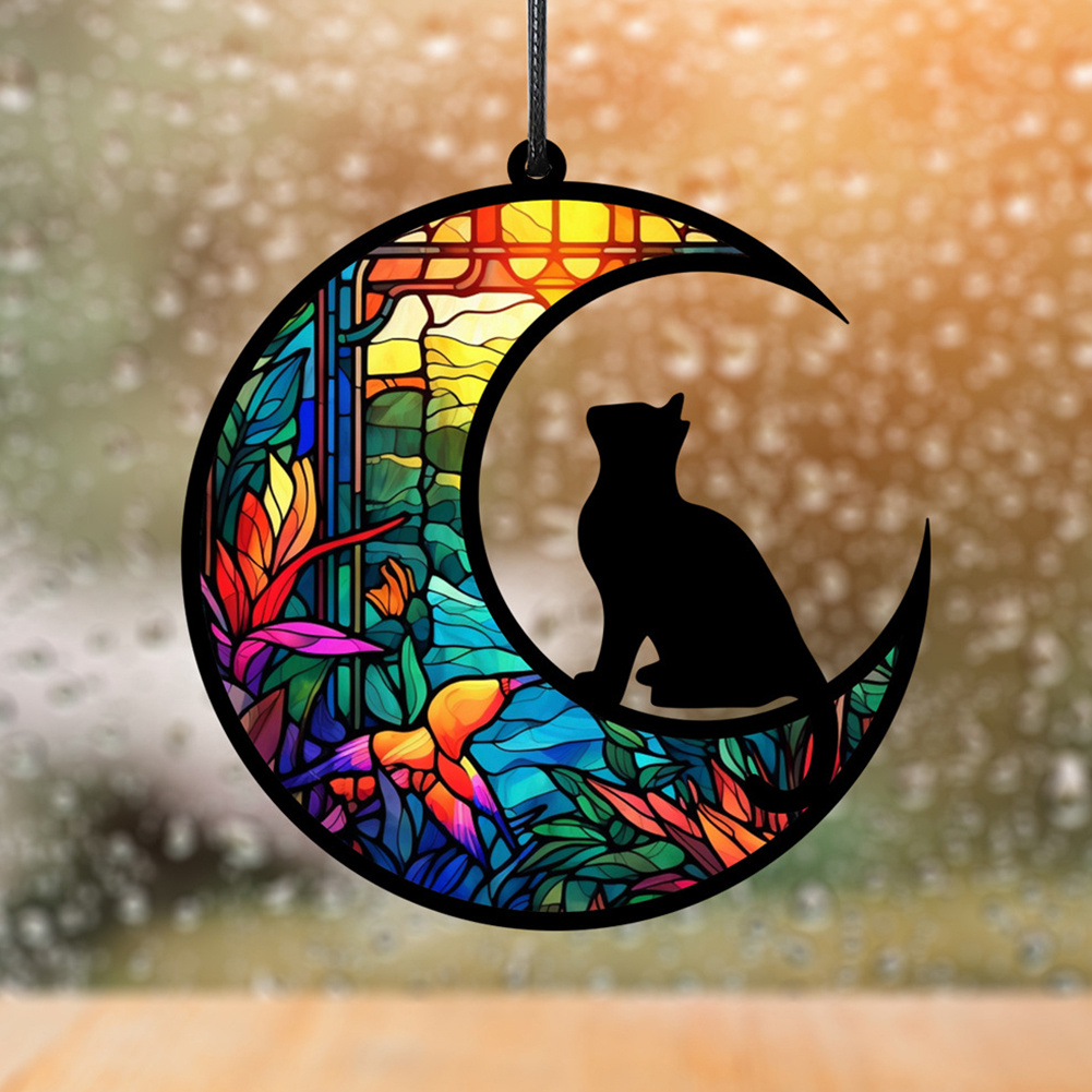 Cat Suncatcher Acrylic Waterproof Window Panel Hanging Sun Catcher 12x12cm (#13)