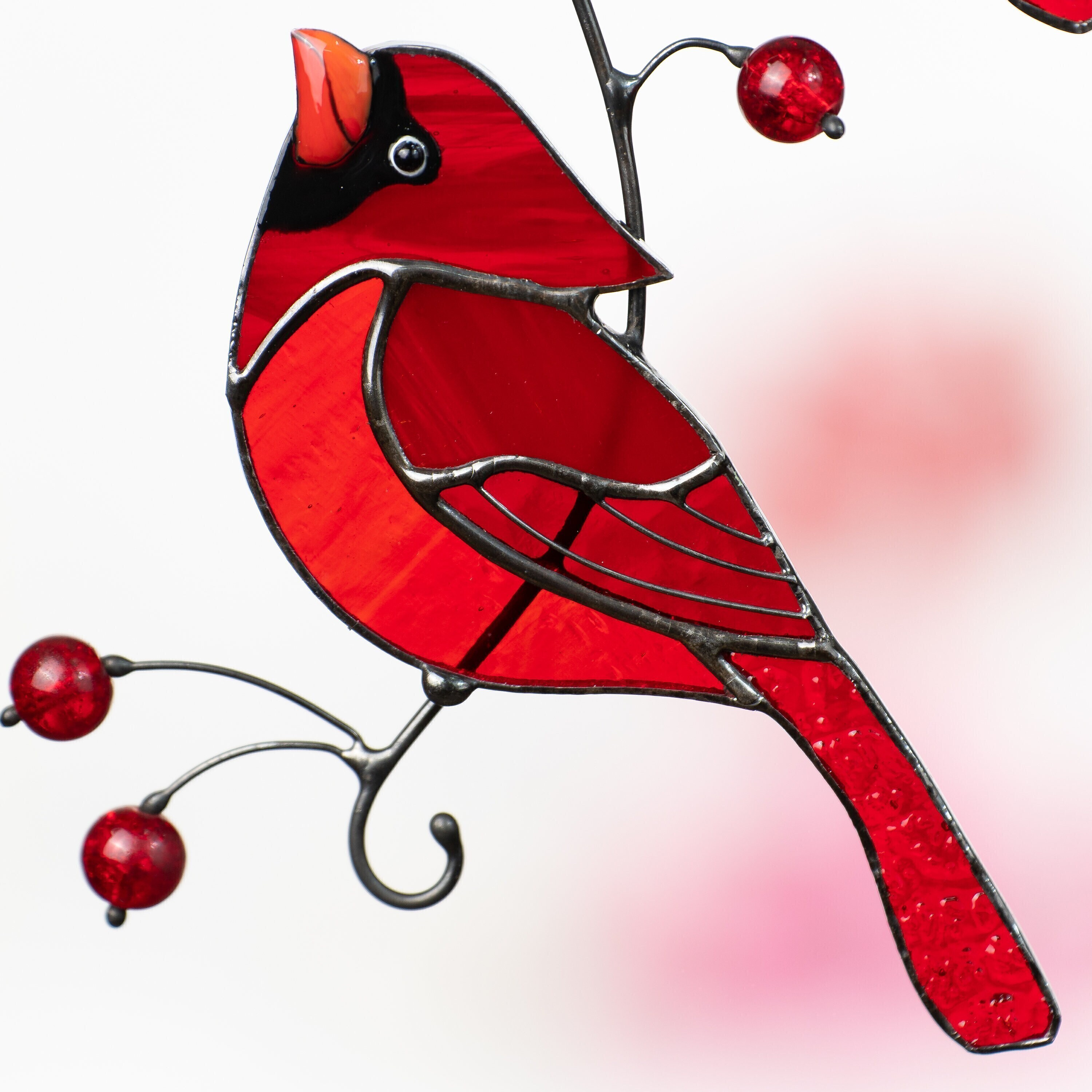 Stained glass cardinal ornament Christmas cardinal