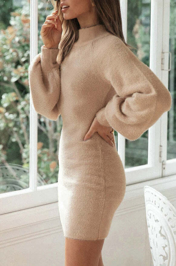 Sweater Jumper Dress Short Mini Dress