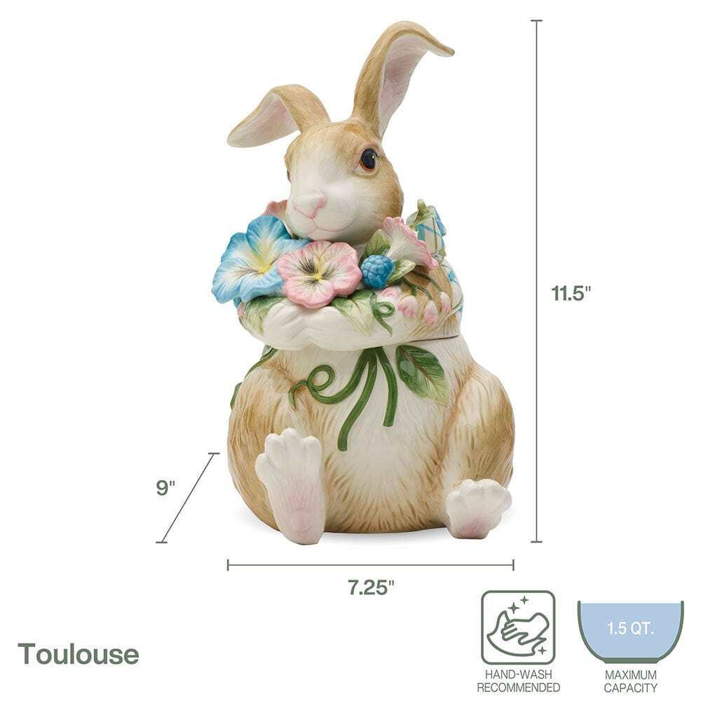 Toulouse Rabbit Cookie Jar Figurine
