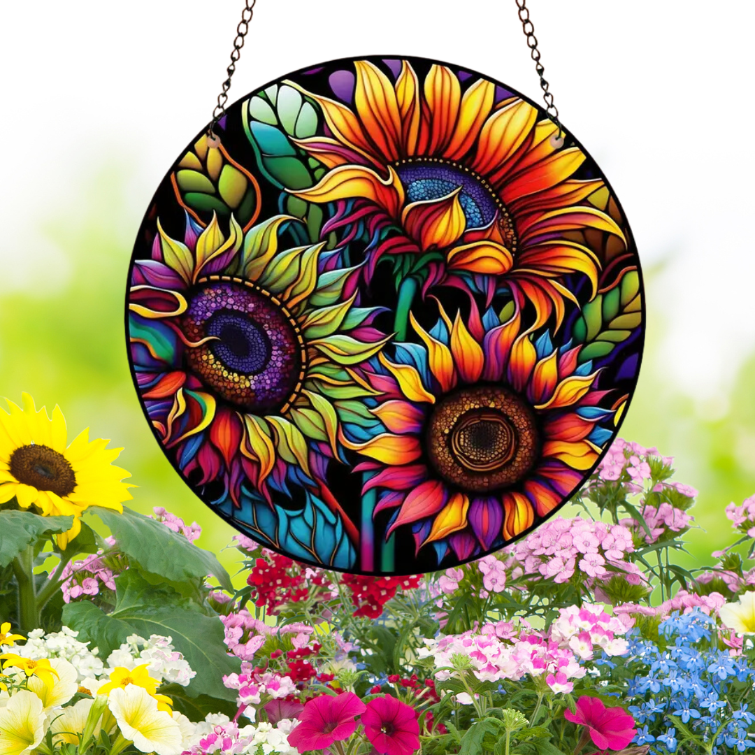 Sunflower Suncatcher Waterproof Acrylic Home Decoration Window Hanging Panel Decor for Home office Party