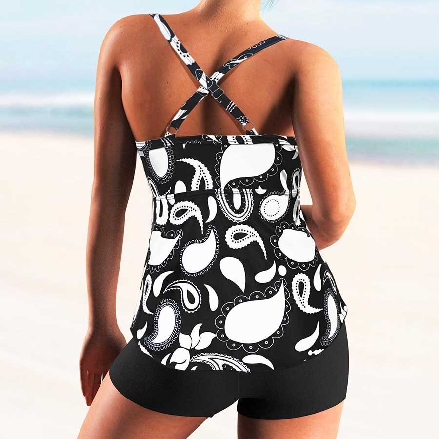 Women's Belly Covering Flank Shorts Plus Size Swimsuit