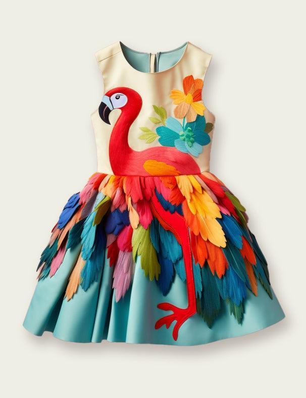 Flamingo Appliqué Dress