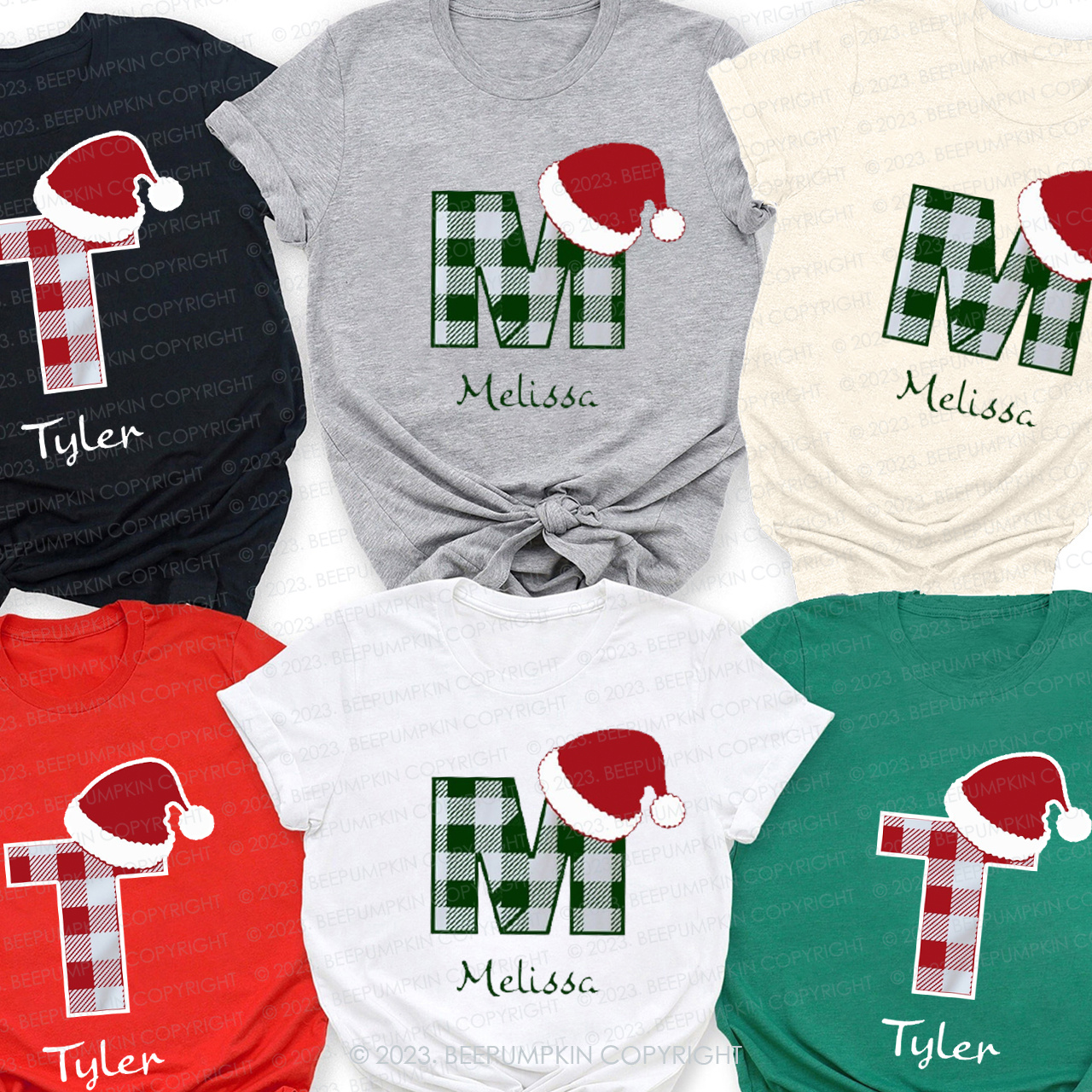 Personalized Monogrammed Plaid Christmas Family Shirts Beepumpkin - egggies