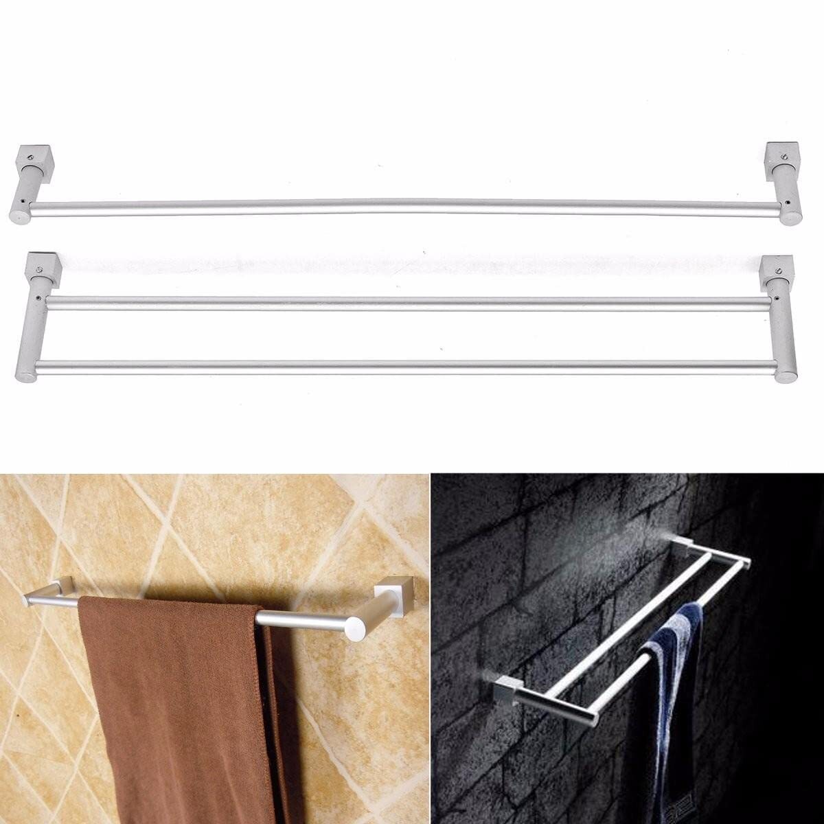 Aluminum Double Single Shelf Wall Mounted Towel Holder Bathroom Rack