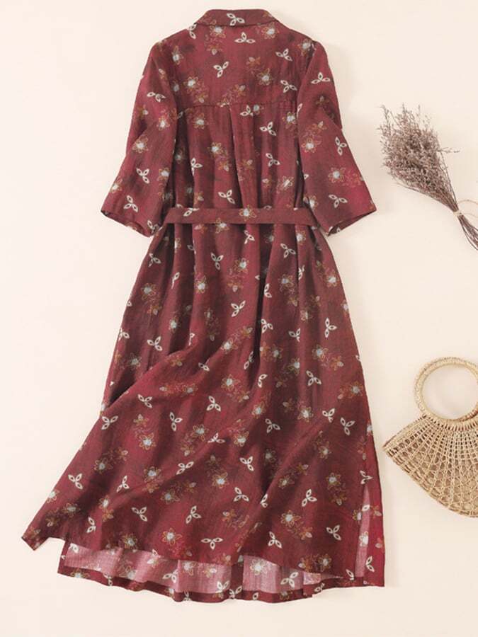 Cotton And Linen French Floral Dress