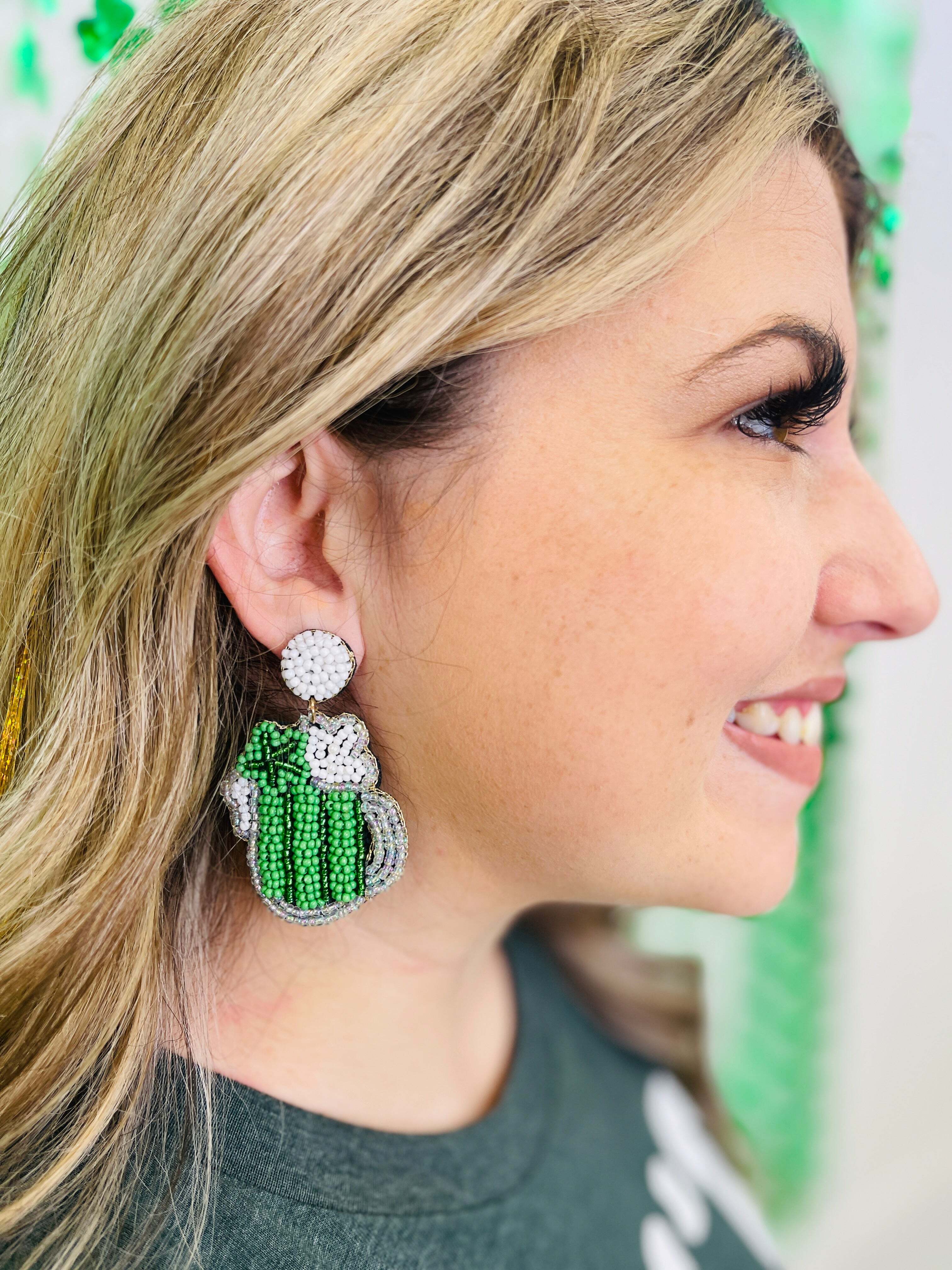 Green Beer Earrings Budsblow