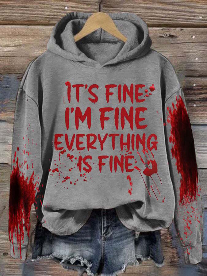 It'S Fine It'S Fine Everyting Is Fine Halloween Women'S Printed Casual Long-Sleeved Sweatshirt
