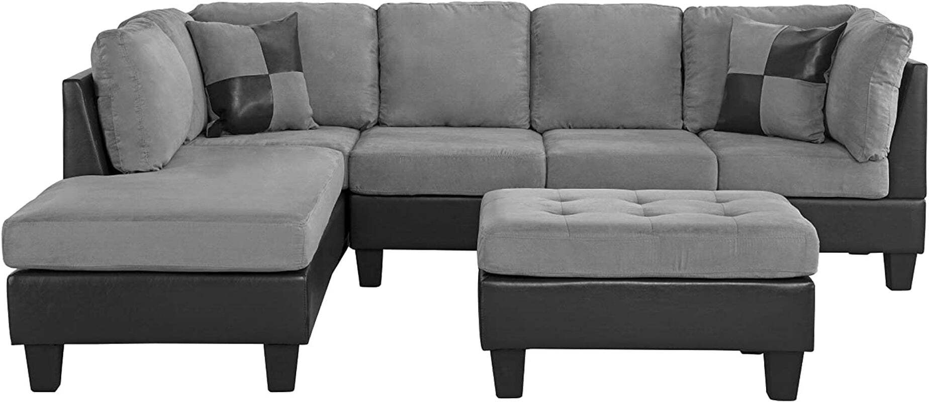 Casa Andrea Milano Modern Microfiber and Faux Leather Sofa and Ottoman