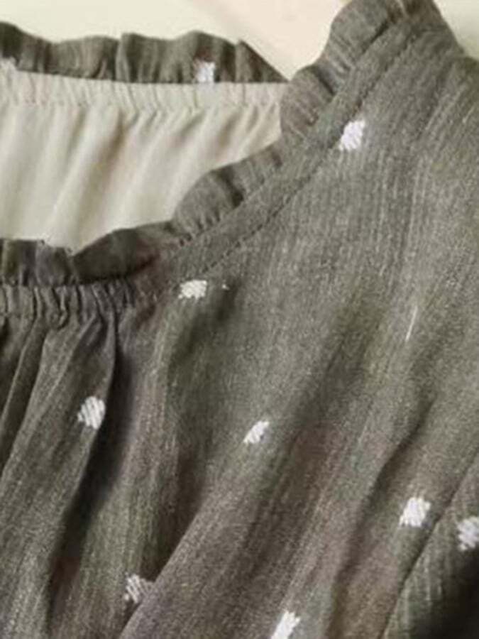 Art Retro Loose Short Sleeve Printed Belt Dress