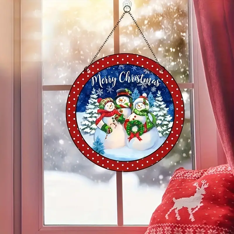 Christmas Snowman Suncatcher, Stained Plastic Window Hanging, Outdoor, Christmas Decor, Home Decor, Garden Decor