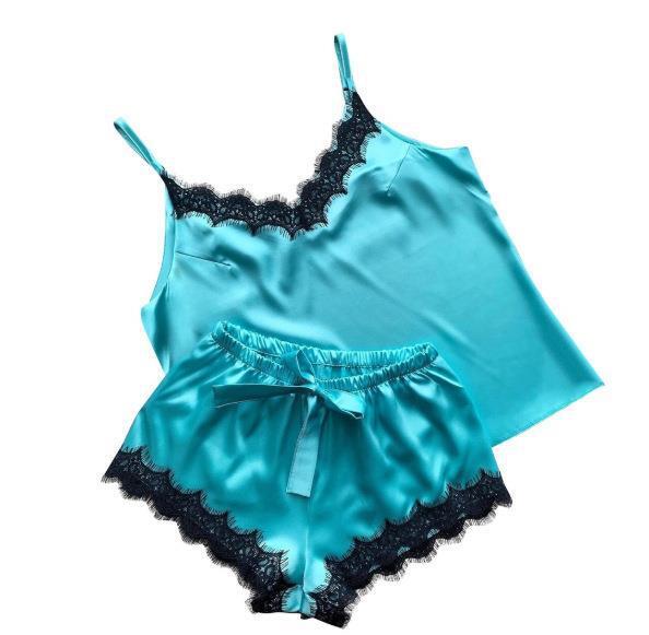 Sexy suspender nightdress lace underwear home clothes two-piece set