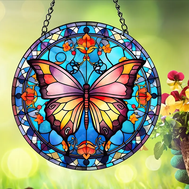 Butterfly Suncatcher Acrylic Window Hanging With Metal Chain For Home Decor, Gift For Friends Children  Nature Lovers
