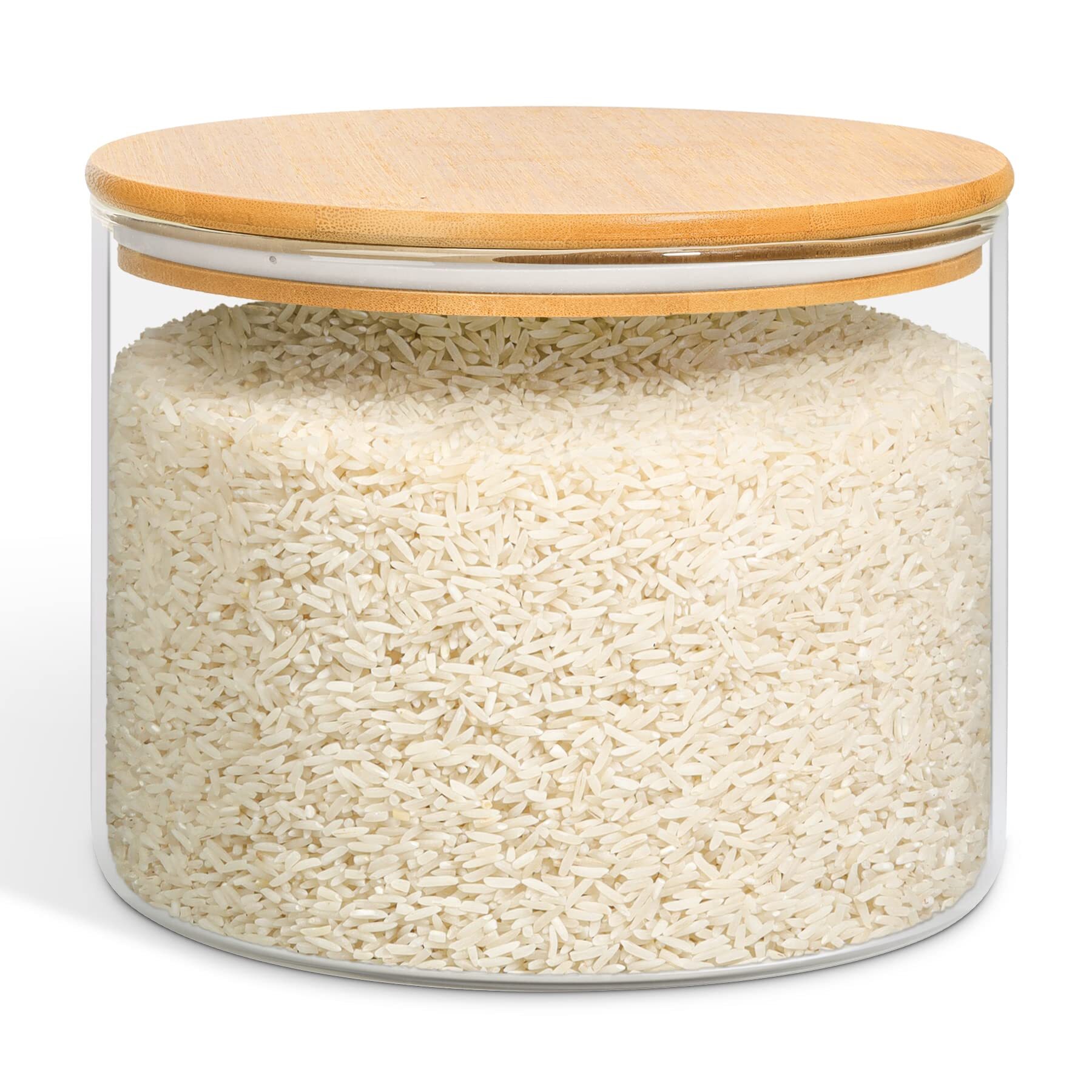 Glass Jar with Airtight Lid (128FL OZ/3 Liter), Large Glass Food Storage Container with Bamboo Lid, Glass Food Canister for Kithen Storage, Wide Mouth Easy Access (Clear, 128 oz)