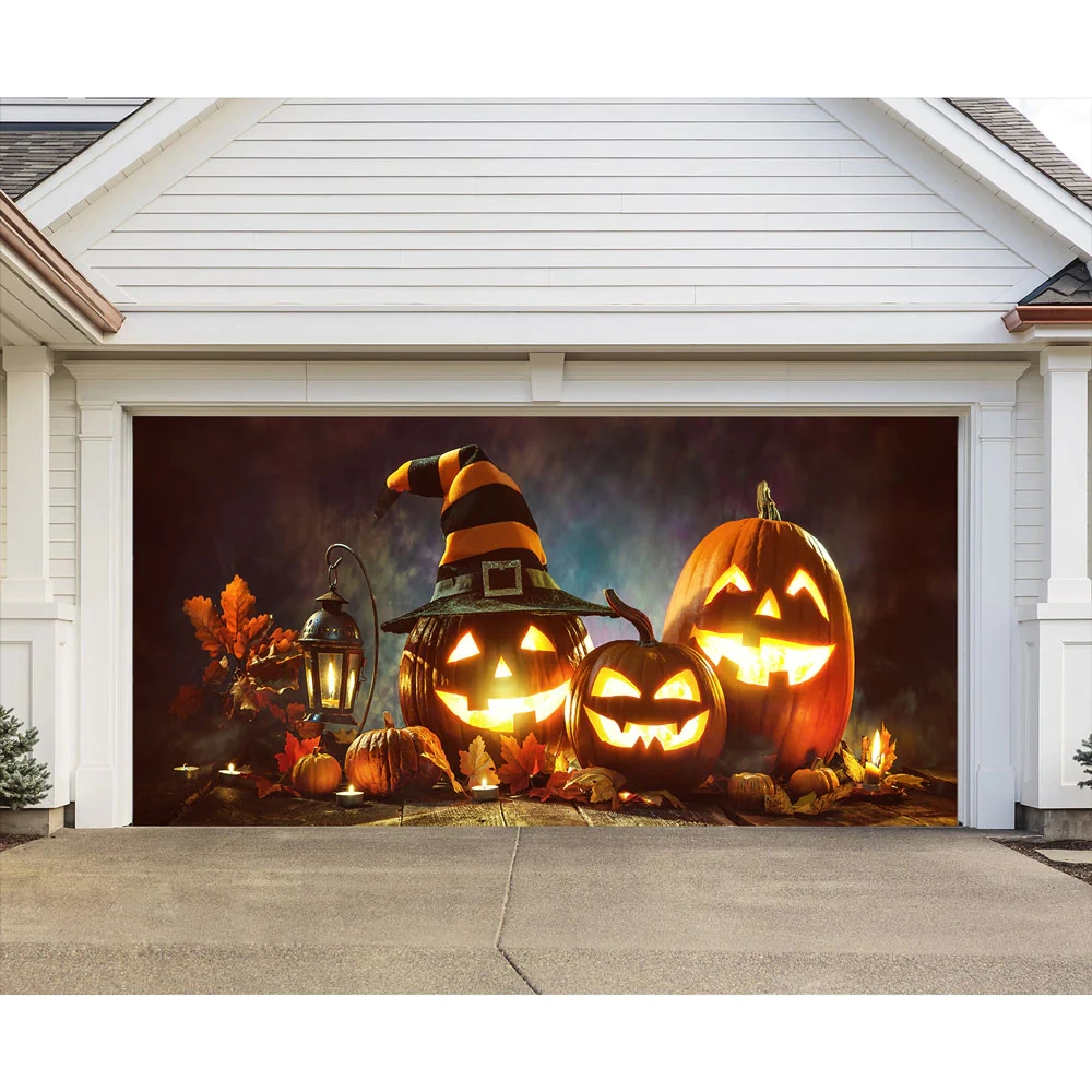 Scary Halloween Pumpkins Garage Door Banner Mural - Merelace