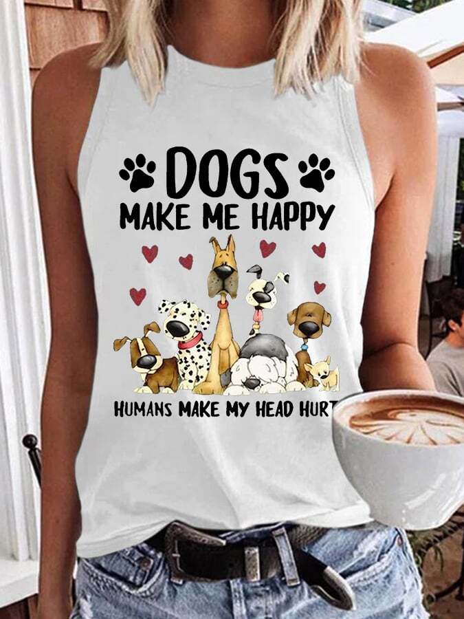 Women's Funny Dogs Make Me Happy Humans Make My Head Hurt Dog Lovers Vest