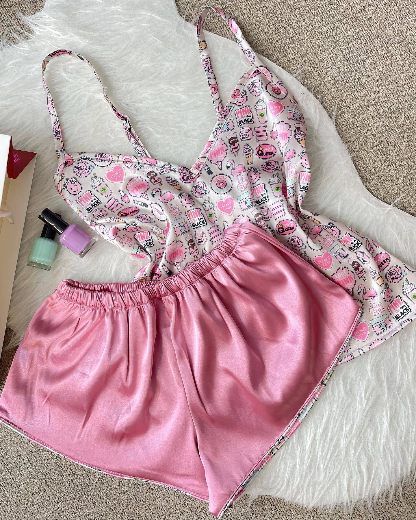 Fashion cute pattern suspenders comfortable home clothes two-piece set