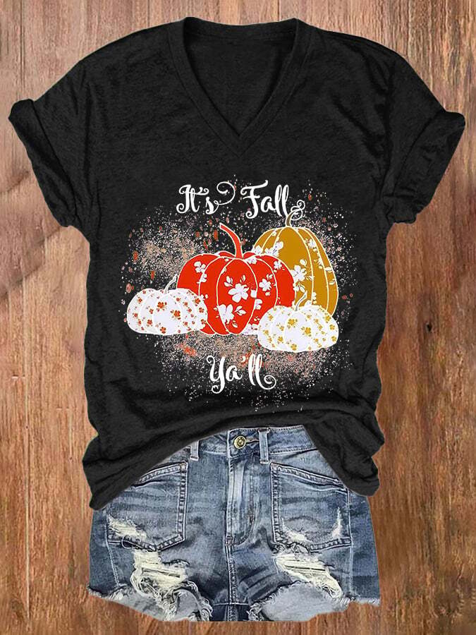 Women's Casual It's Fall Y'all Print Short Sleeve T-Shirt