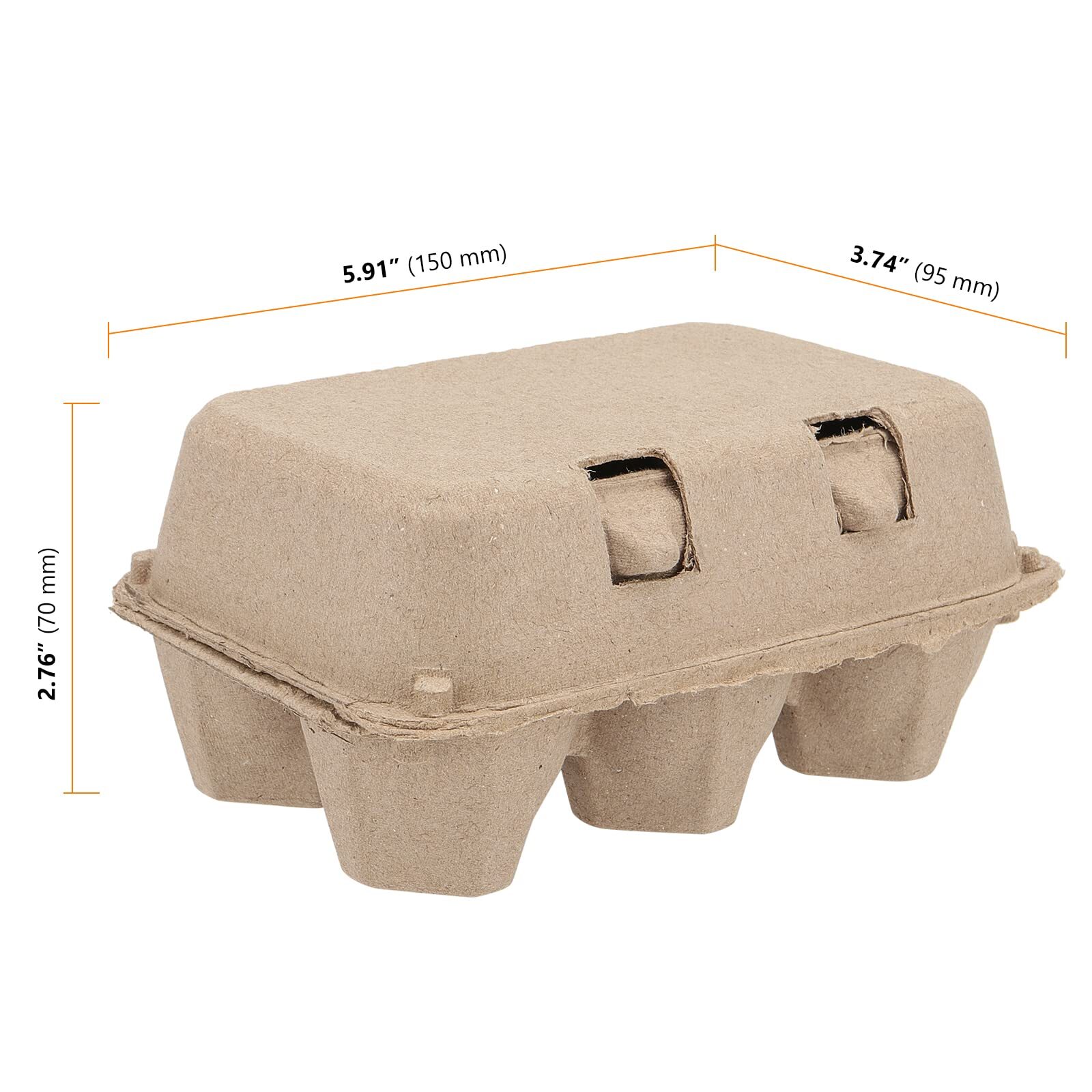 40 Pack 6 Cell Empty Egg Cartons, Brown Pulp Fiber Egg Tray Holder, Half Dozen Egg Container with Lids for Storing Eggs