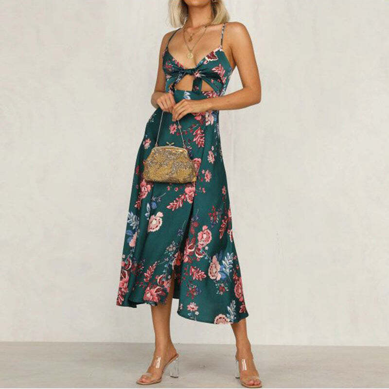 Holiday style casual sling print dress