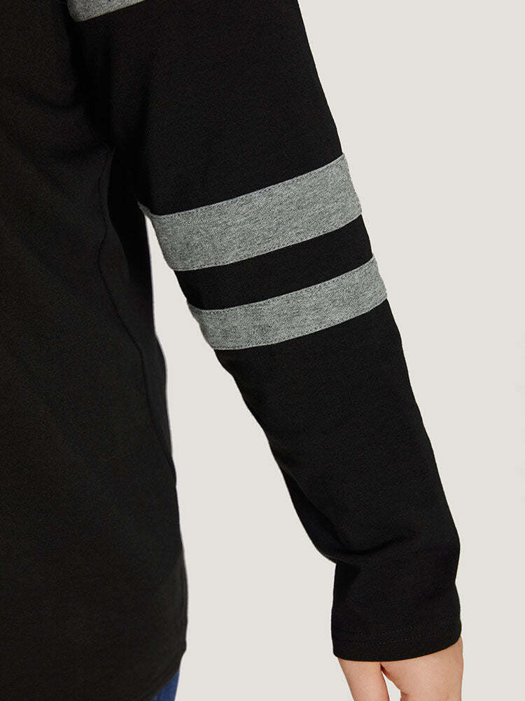 Colorblock Contrast Drawstring Hooded Sweatshirt