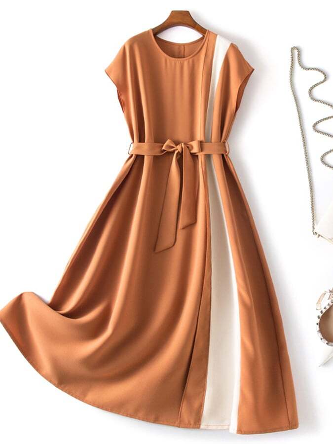 Fashion Simple Contrast Color Dress