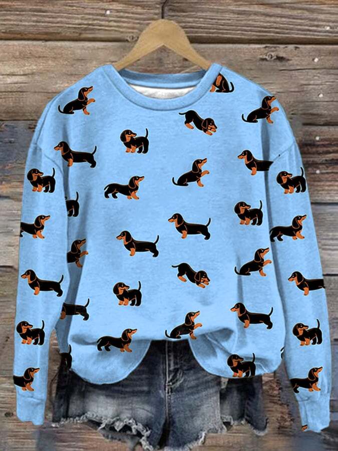 Women's Funny Dachshund Print Sweatshirt