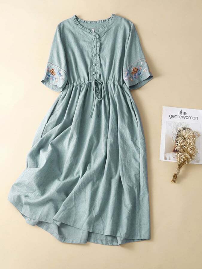 Cotton And Linen Long Loose Dress