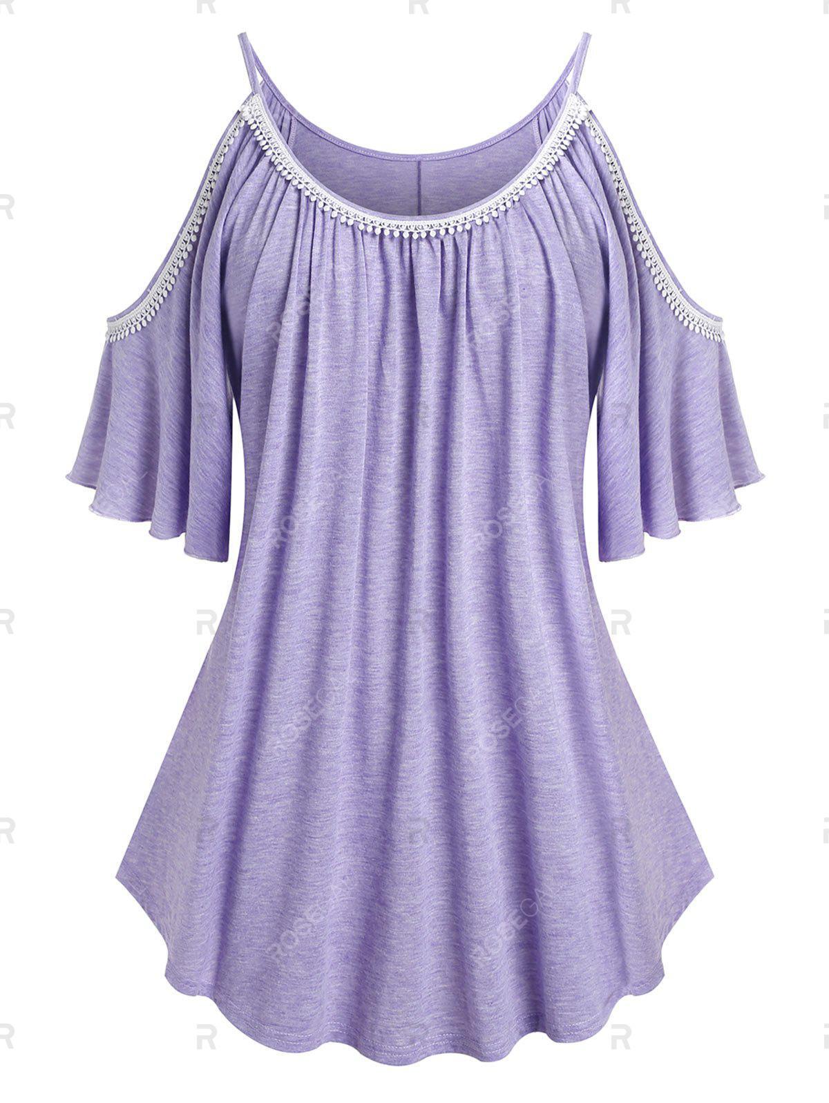 Cold Shoulder Tee and 3D Print Curve Jeggings Plus Size Summer Outfit