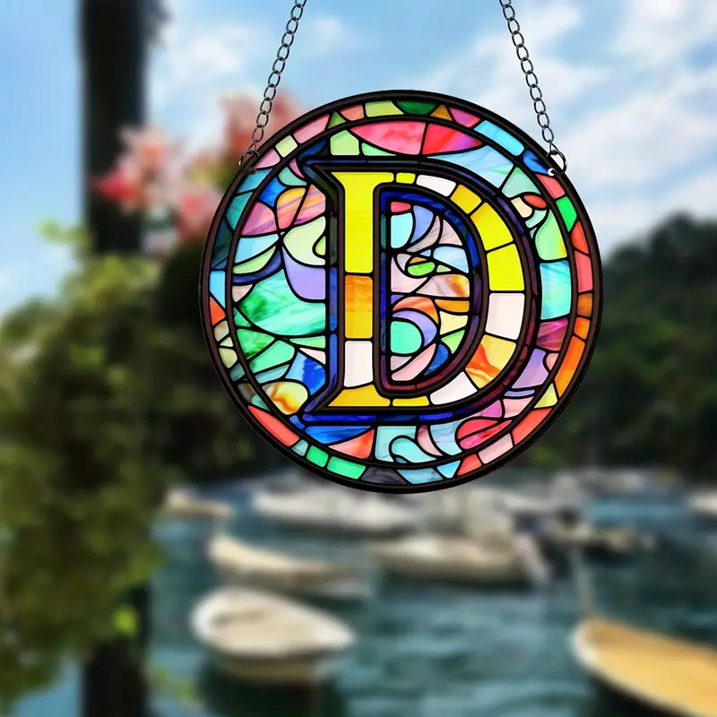 A~Z Alphabet Suncatcher Stained Window Hanging Window Door Wall Ornament Decoration Home Decor Room Decor Gift For Family Friends 30*30cm