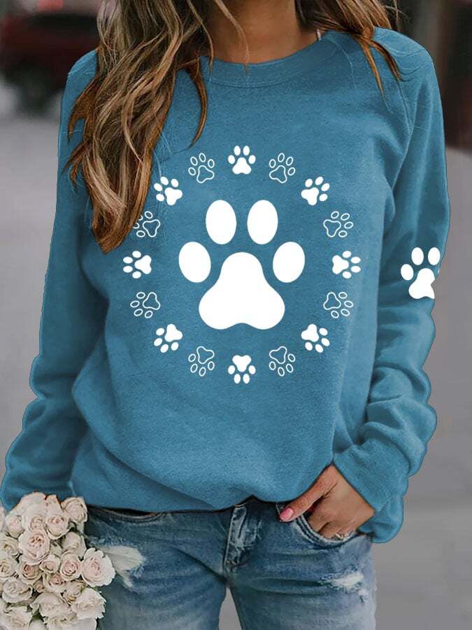 Women's Dog Paw Print Sweatshirt