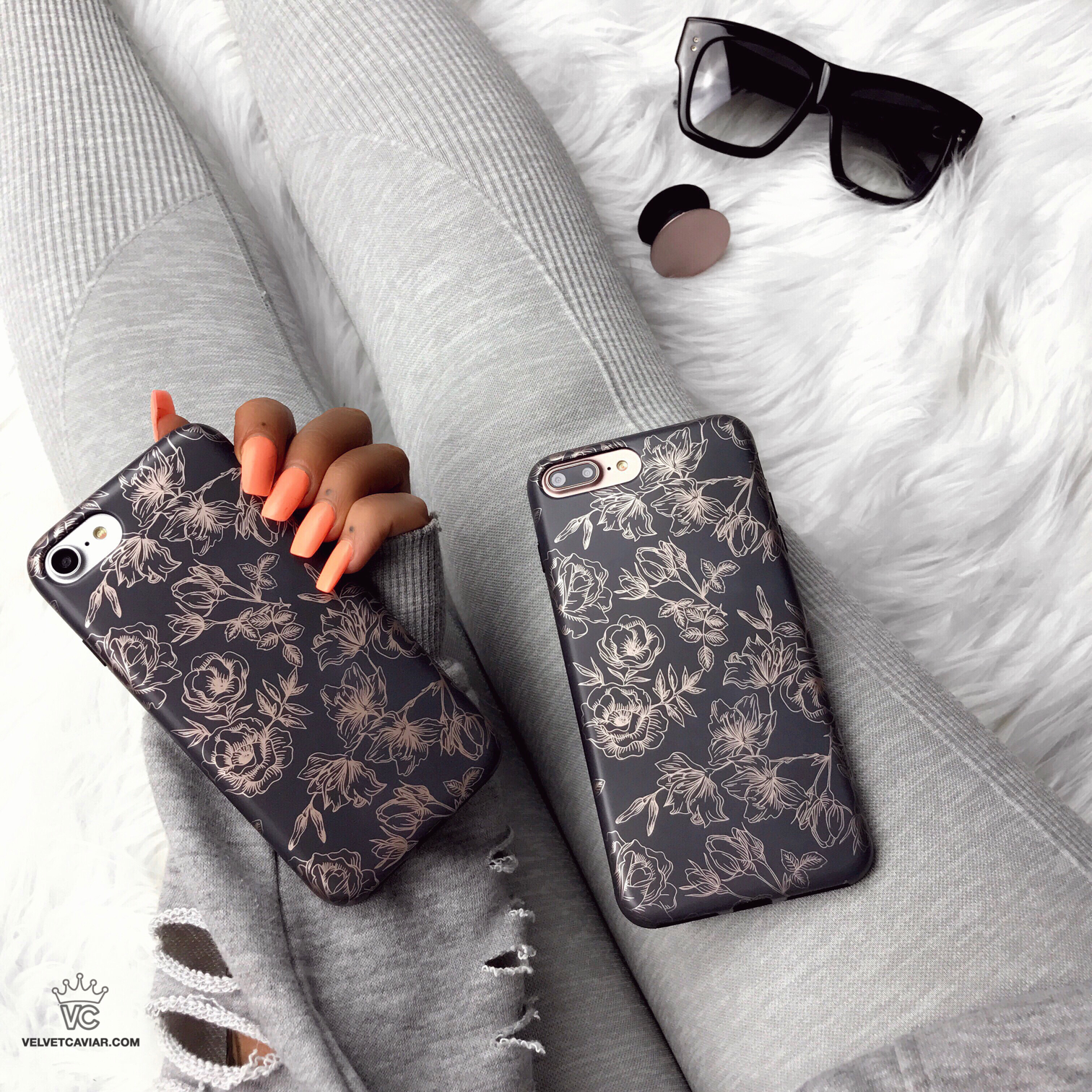Floral Rose Gold Chrome iPhone Case