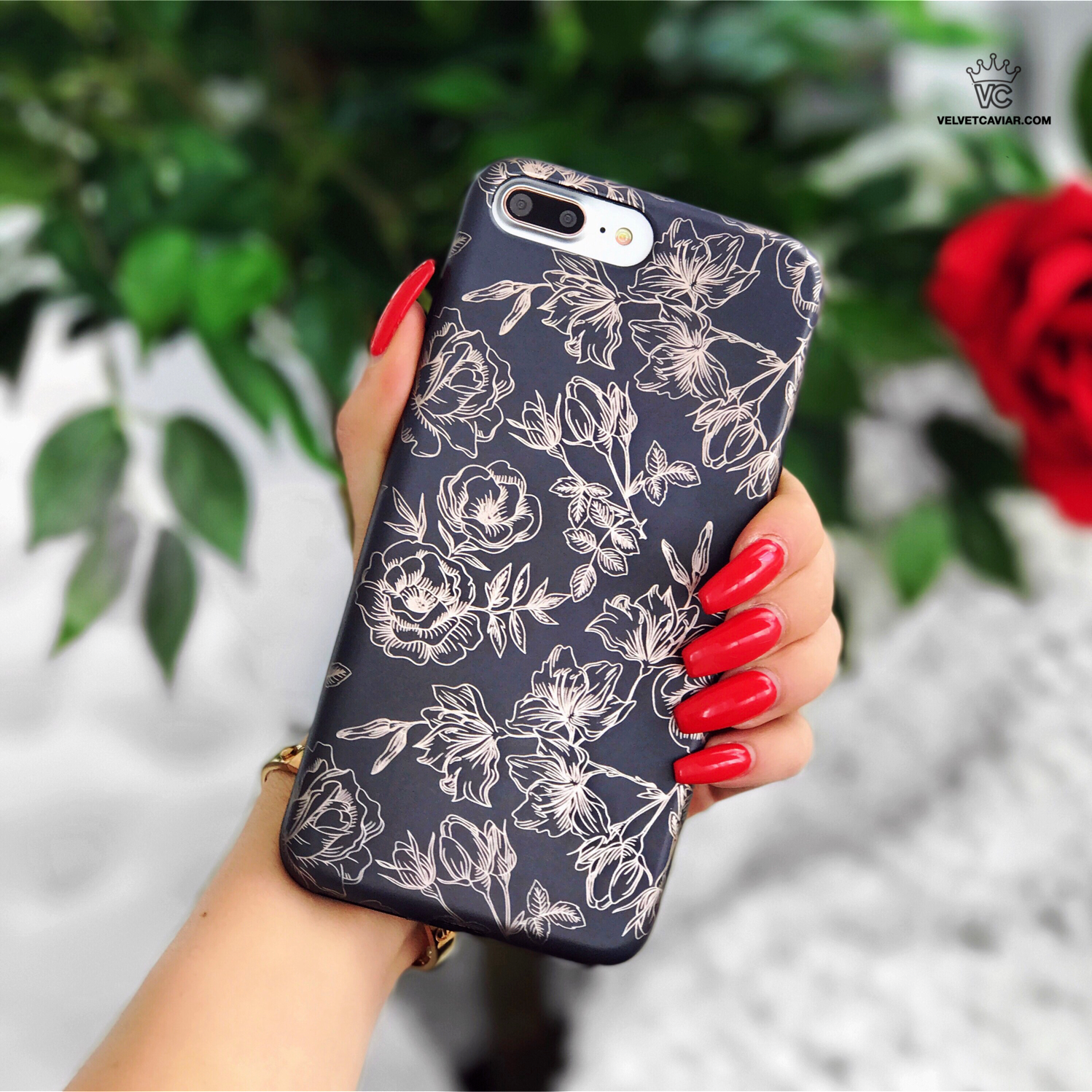 Floral Rose Gold Chrome iPhone Case