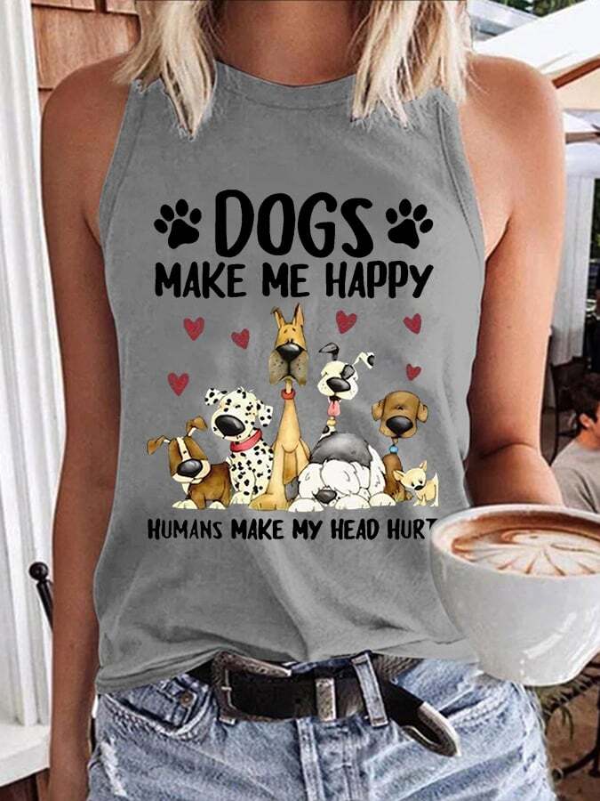Women's Funny Dogs Make Me Happy Humans Make My Head Hurt Dog Lovers Vest