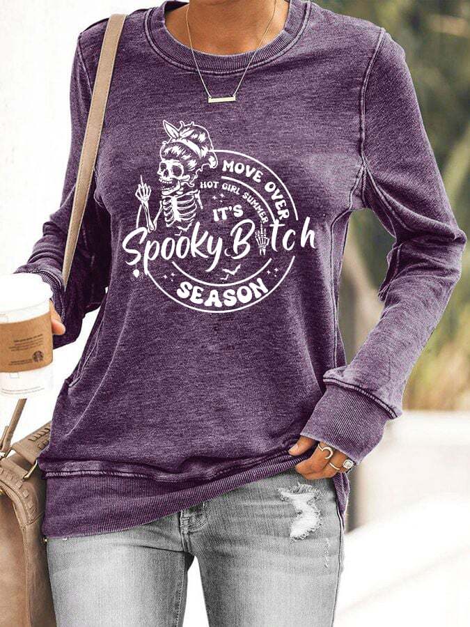 Women's Move Over Hot Girl Summer It's Spooky Bitch Season Print Sweatshirt