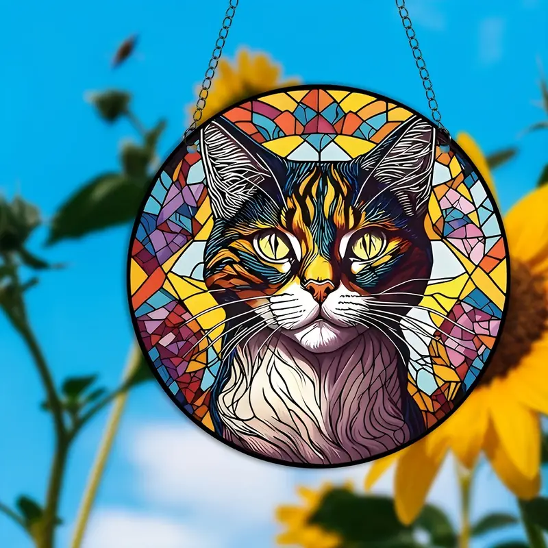 Cat Suncatchers Stained Window Hanging, Colorful Suncatcher For Window Indoor Home Bedroom Decor, Memorial Gifts For Christmas Anniversary Birthday Mother's Day