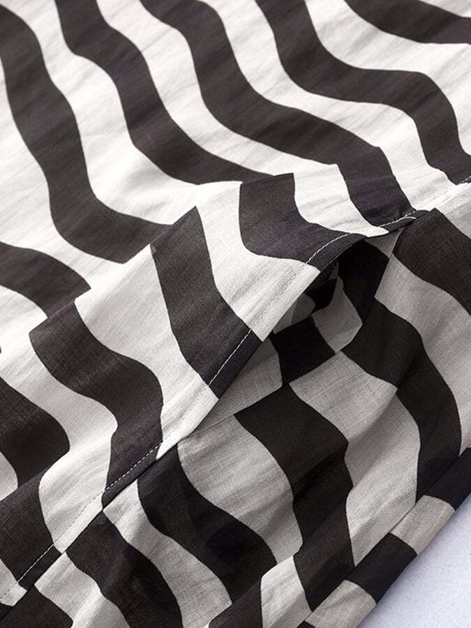 Striped Single Layer Print Sheer Cool V-Neck Sleeveless Dress