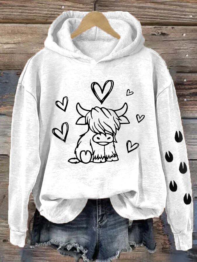 Women's Cute Highland Cow Print Sweatshirt