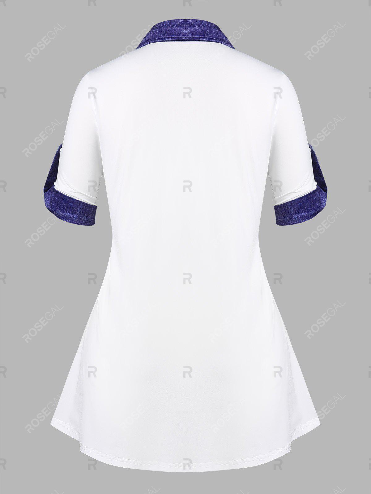 Pockets Shirt and Curve Capri 3D Leggings Plus Size Summer Outfit