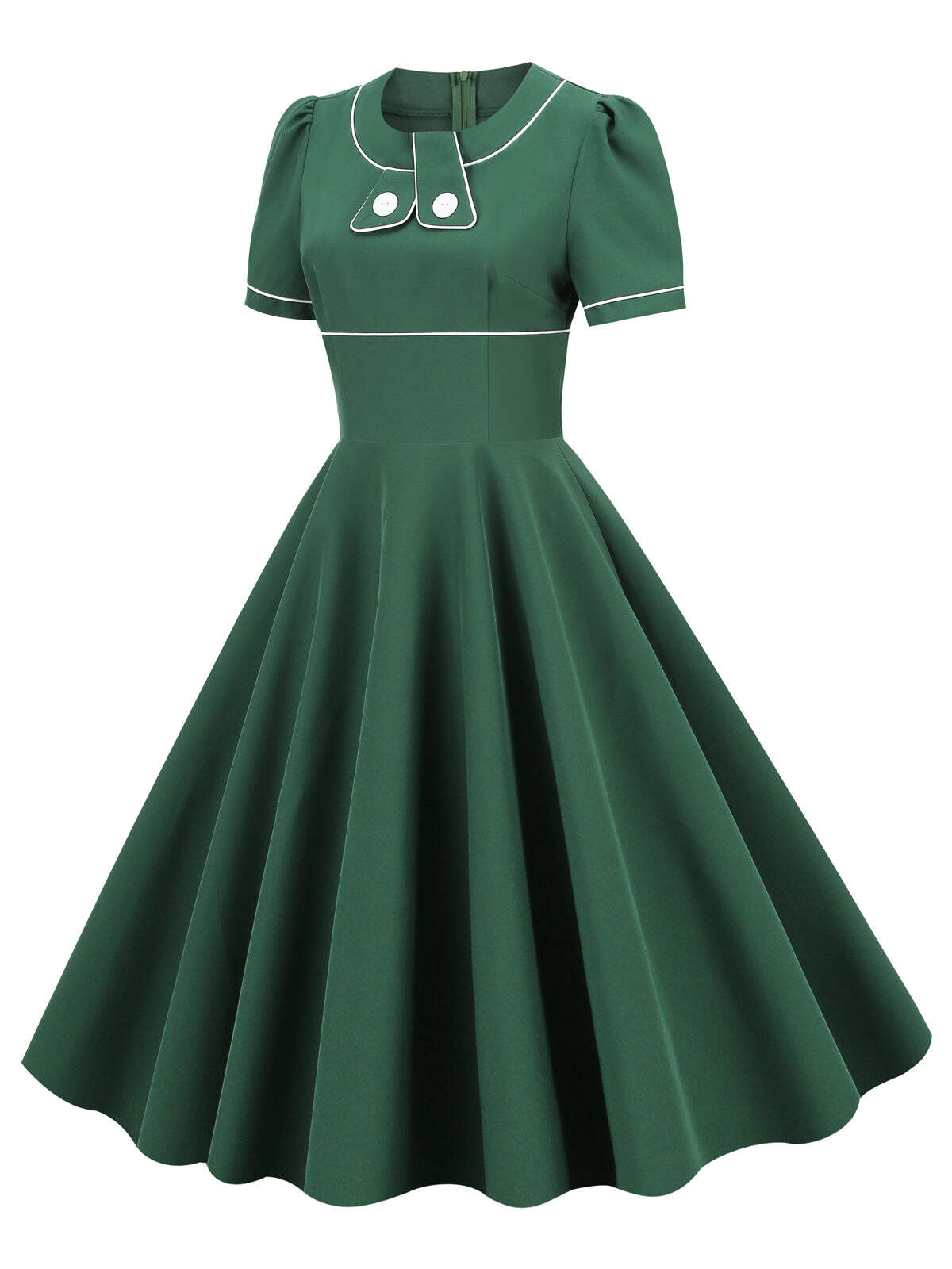 Green 1950s Patchwork Swing Vintage Dress