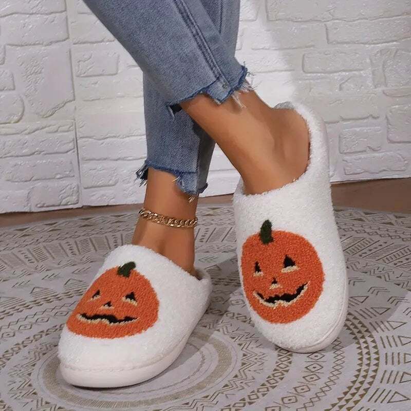 Women's Halloween Pumpkin Face Slippers