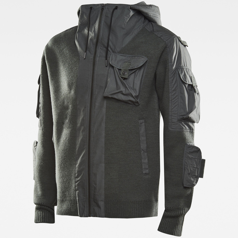 Men's Multi-pocket Tactical Stitching Warm Hoodie Jacket