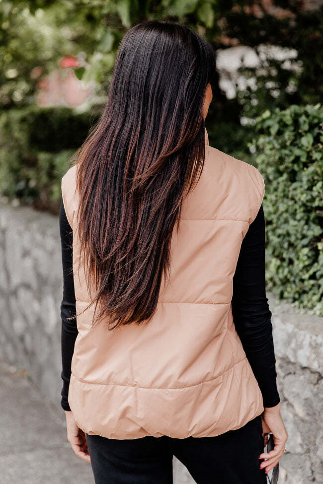 My Eyes On You Tan Oversized Puffer Vest