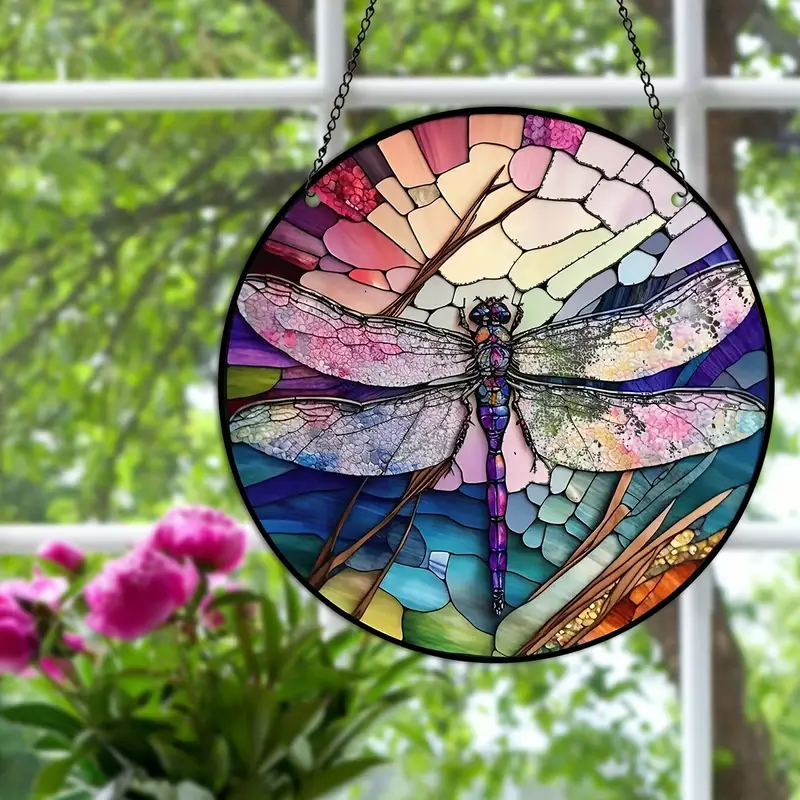 Dragonfly Window Decor Stained Suncatchers Dragonfly Sun Catchers Stained Window Hanging Suncatcher Wreath Sign