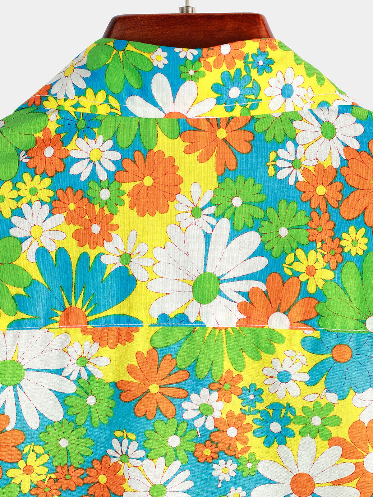 Men's Green Floral Cotton Tropical Button Up Hawaiian Shirt